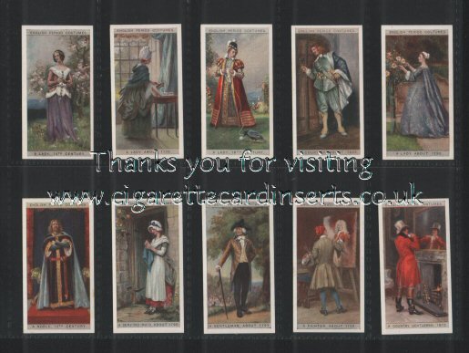 English Period Costumes cigarette cards set by b.A.T. 1929 plain backs, strong sharp corners, excellent condition