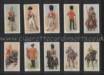 Regimental Uniforms 1936 beautiful set of 50 cigarette cards,, MINT