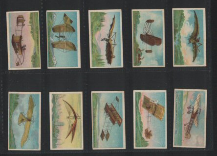 Aviation Series &nbsp;1912 incredible images of early balloon aircraft set of 50  cigarette cards, all strong with sharp corners 