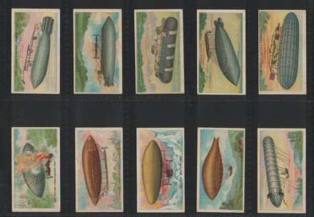 Aviation Series &nbsp;1912 incredible images of early balloon aircraft set of 50  cigarette cards, all strong with sharp corners 