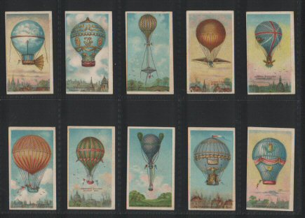 Aviation Series &nbsp;1912 incredible images of early balloon aircraft set of 50  cigarette cards, all strong with sharp corners 