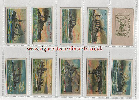 War Weapons issued in 1914 by "Eagle Bird" cigarettes, complete set of 30 cigarette cards, excellent condition but just a few cards have slight stains on back, all are strong, sharp corners, no creases, overall very very good
