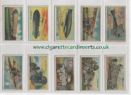 War Weapons issued in 1914 by "Eagle Bird" cigarettes, complete set of 30 cigarette cards, excellent condition but just a few cards have slight stains on back, all are strong, sharp corners, no creases, overall very very good