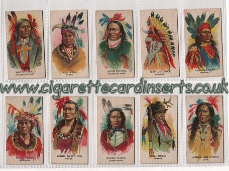 Indian Chiefs. 1930 beautifully coloured artwork of famous Red Indians, a very desirable set of 50 cigarette cards average vg