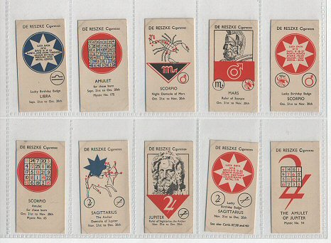 What the stars say. 1934 set of 50 cigarette cards depicting mysticism and tarot reading, excellent condition