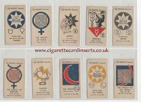 What the stars say. 1934 set of 50 cigarette cards depicting mysticism and tarot reading, excellent condition