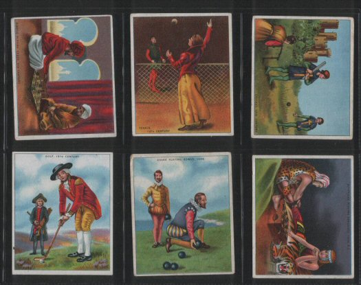 Origin of Games 1923 complete set of 15 large size cigarette cards  beautiful colouring & art, includes Golf, Chess, Tennis, Cricket, etc etc, very very good condition, just one card has a slight corner crease, and one card has smudges on back