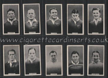 British Rugby Players 1930 issued for Will's in New Zealand, rare cigarette cards , complete set of 45 cigarette cards, near-min