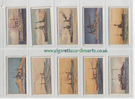 Warships 1926 complete set of 50 cigarette cards   NZ issue excellent condition .