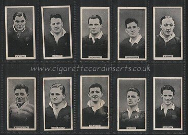British Rugby Players 1930 issued for Will's in New Zealand, rare cigarette cards , complete set of 45 cigarette cards, near-min